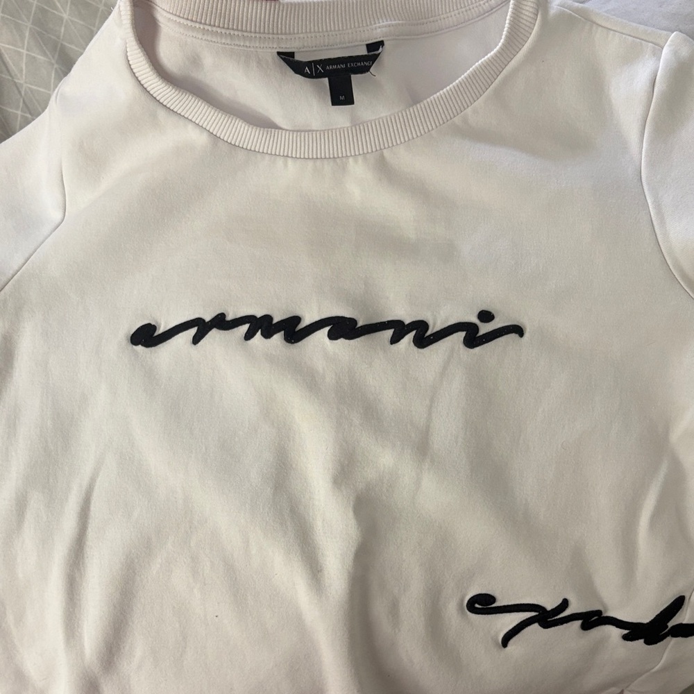 Armani Exchange white Sweatshirt with Black Logo